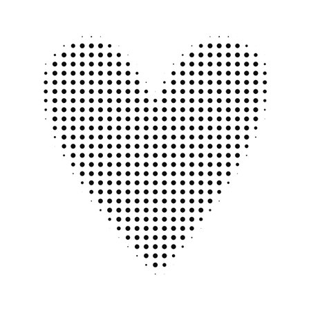 Vector abstract halftone heart shape. Isolated pop art dotted overlay textureのイラスト素材