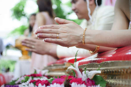 Water blessing ceremony in Thailand の写真素材