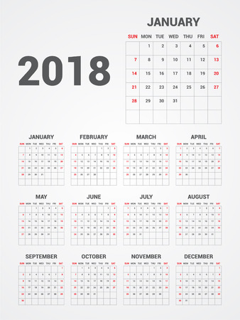 Calendar 2018. EPS 10.のイラスト素材