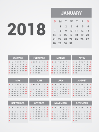 Calendar 2018. EPS 10.のイラスト素材