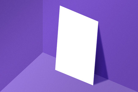 Blank A4 paper template on purple of background.の写真素材