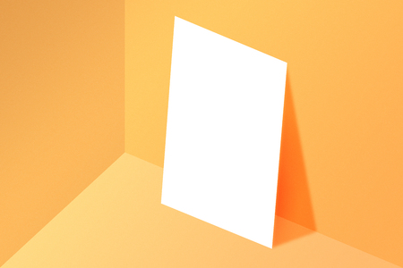 Blank A4 paper template on orange of background.の写真素材
