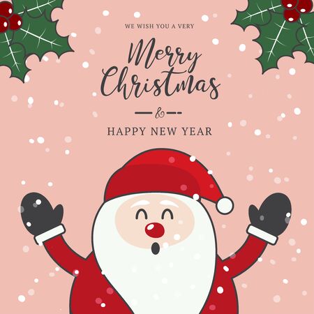 Cute santa christmas hoilday with hand drawn letteringのイラスト素材