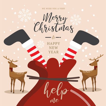 Gift bag Santa of Merry Christmasのイラスト素材