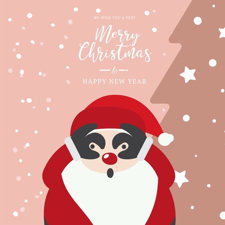 Cute santa christmas holiday with hand drawn letteringのイラスト素材