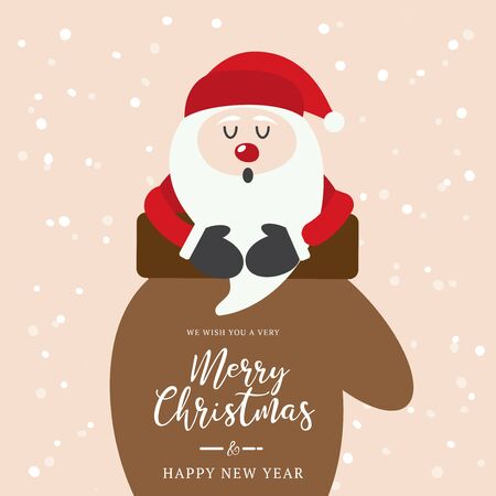 Christmas gloves with santa.のイラスト素材