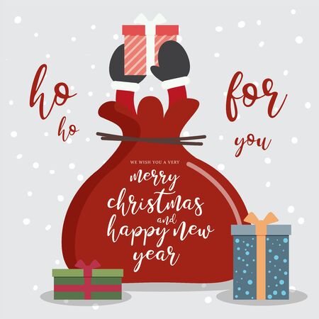 Gift bag Santa of Merry Christmasのイラスト素材