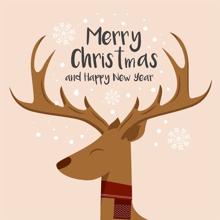Christmas Cute deer. Merry Christmas and Happy New Year.のイラスト素材