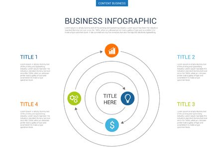 Infograhpic business presentation slide template with circle process chartのイラスト素材