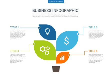 Infograhpic business presentation slide template with leaf process chartのイラスト素材