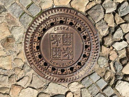 Metal Cover of Water Drainage Manholeの写真素材