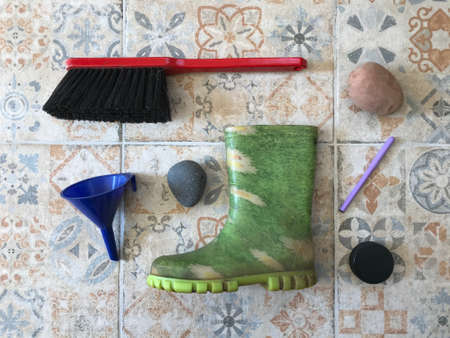 Collage of Various Objects with Various Colorsの写真素材