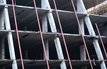 Gray concrete and brown metal construction