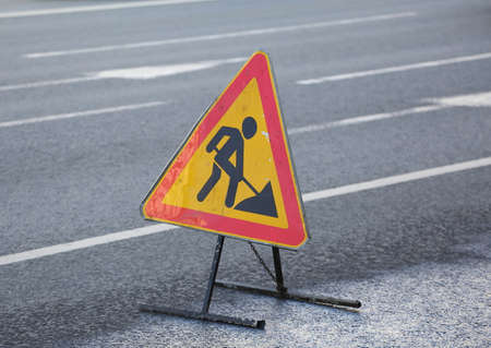 Portable road sign warning of road works