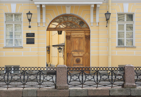 Entrance to the Pushkin Museum apartment from the embankment, Moika River Embankment 12, St. Petersburg, Russia, April 16, 2024のeditorial素材