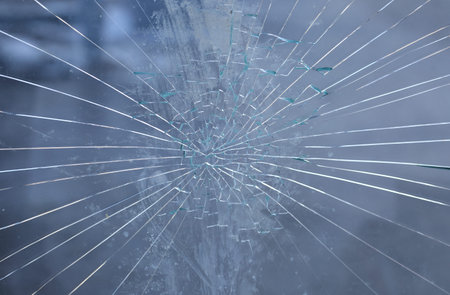 A lot of cracks on the glass after impact