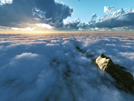 beautiful view above cloudscape and mountainsの写真素材