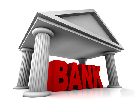 3d concept of bank isolated on whiteの写真素材