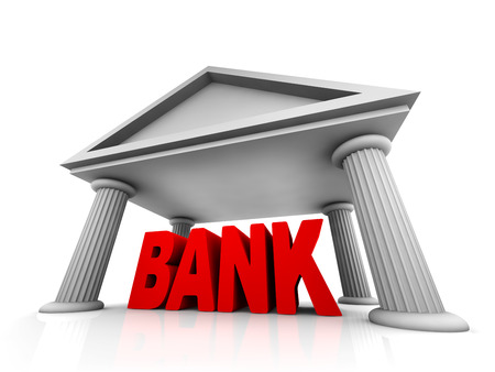 3d concept of bank isolated on whiteの写真素材