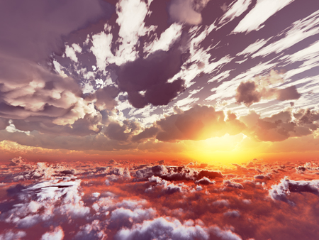 beautiful view above cloudscape and mountainsの写真素材