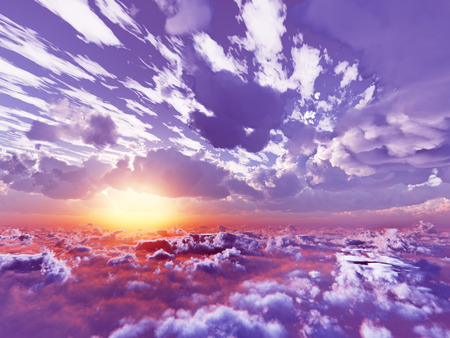 beautiful view above cloudscape and mountainsの写真素材