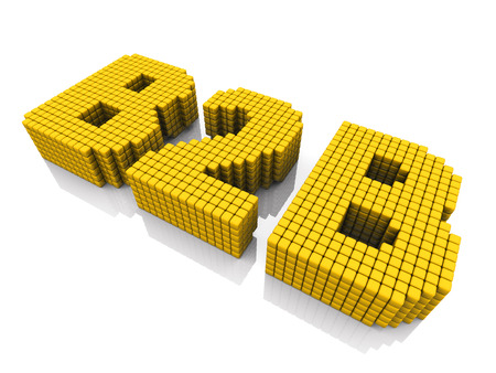 B2B business abbreviation with pixel effect on white backgroundの写真素材