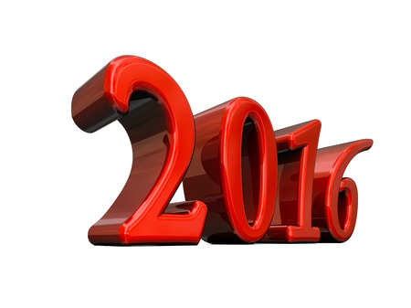 New Year Red 2016 3d Text Isolated on white