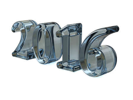 New Year Glass 2016 3d Text Isolated on white