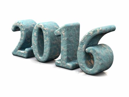 New Year Snow 2016 3d Text Isolated on whiteの写真素材