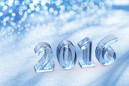 2016 New Year Christmas Glass Text On Snow Background
