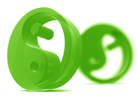 yin yang elements isolated on whiteの写真素材