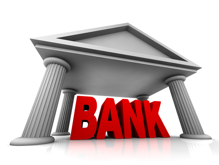 3d concept of bank isolated on whiteの写真素材