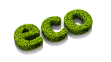 grassed conceptual word eco isolated on white backgroundの写真素材