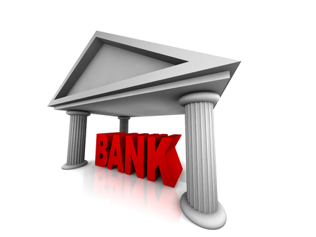 3d concept of bank isolated on whiteの写真素材