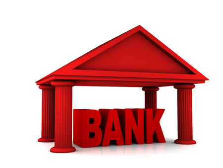 3d concept of bank isolated on whiteの写真素材