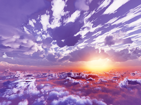 beautiful view above cloudscape and mountainsの写真素材