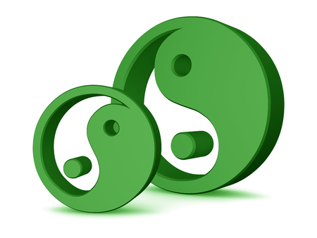yin yang elements isolated on whiteの写真素材