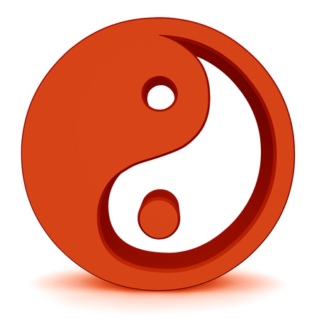 yin yang elements isolated on whiteの写真素材
