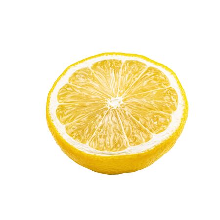 Macro closeup photo of slice lemon fruit isolated on white backgroundの写真素材