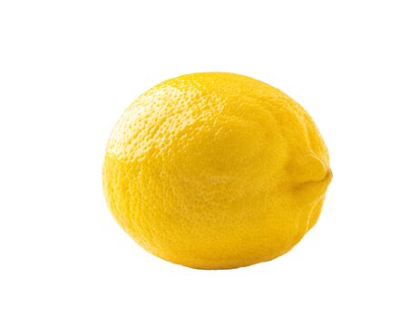 Photo of closeup ripe yellow lemon isolated on white backgroundの写真素材
