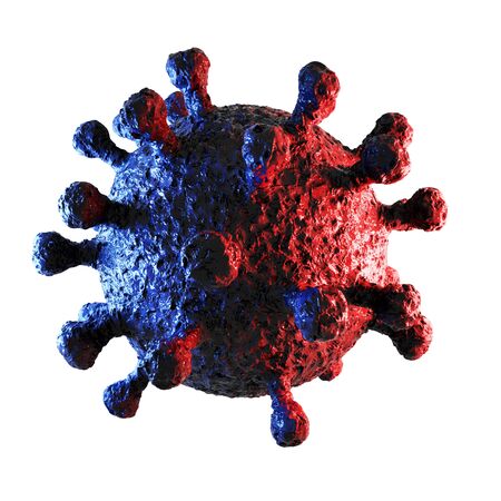 3d render of Dangerous coronavirus Sars Mers COVID-19 infection medical illustration. Respiratory virus pandemic 2020.の写真素材