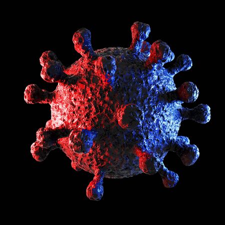 3d render of Dangerous coronavirus Sars Mers COVID-19 infection medical illustration. Respiratory virus pandemic 2020.の写真素材