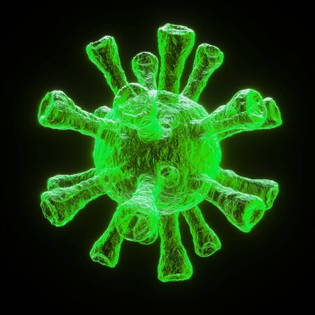3d render of Dangerous coronavirus Sars Mers COVID-19 infection medical illustration. Respiratory virus pandemic 2020.の写真素材