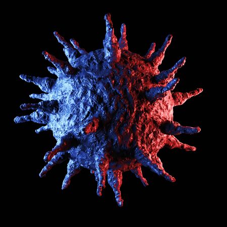 3d render of Dangerous coronavirus Sars Mers COVID-19 infection medical illustration. Respiratory virus pandemic 2020.の写真素材