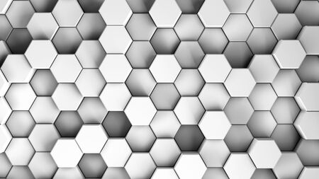 Abstract gray hexagonal sci-fi honeycomb geometrical background. 3d renderingの写真素材