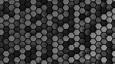 Abstract gray hexagonal sci-fi honeycomb geometrical background. 3d rendering