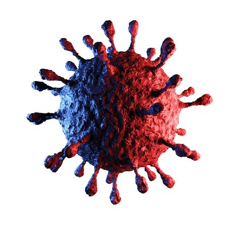 3d render of Dangerous coronavirus Sars Mers COVID-19 infection medical illustration. Respiratory virus pandemic 2020.の写真素材