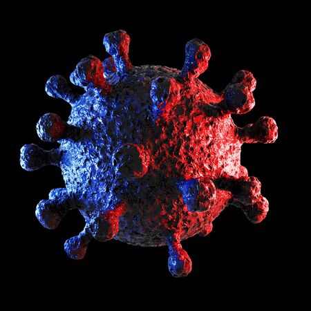 3d render of Dangerous coronavirus Sars Mers COVID-19 infection medical illustration. Respiratory virus pandemic 2020.の写真素材