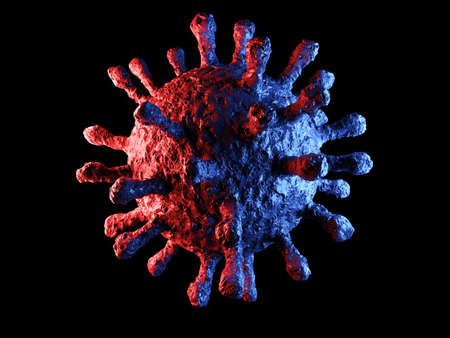 3d render of Dangerous coronavirus Sars Mers COVID-19 infection medical illustration. Respiratory virus pandemic 2020.の写真素材
