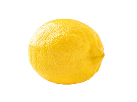 Photo of closeup ripe yellow lemon isolated on white backgroundの写真素材